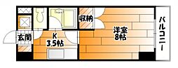 フラーリッシュ岡本 1Kの間取図画像