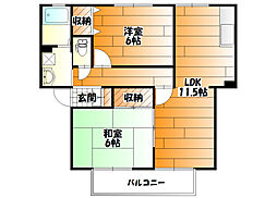 ウィンディア古林 2LDKの間取図画像