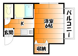 JR可部線 古市橋駅 徒歩7分の賃貸マンション 3階1Kの間取り