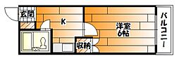 Michiroom長束 1Kの間取図画像