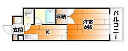 稲田第2ビル 1Kの間取図画像