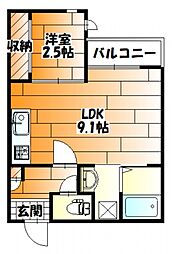 グランティックジェイム長束 1LDKの間取図画像