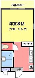 ヒルズオキ 1Kの間取図画像