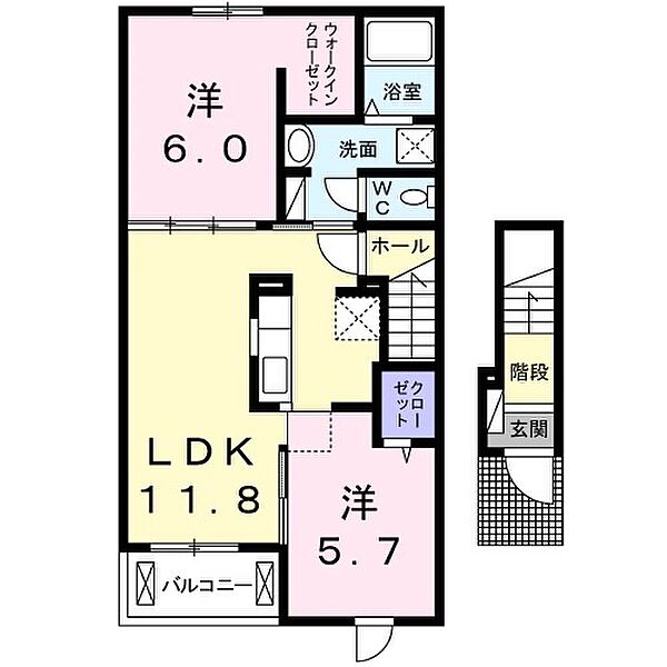 ウィズ・ユー　Ｃ ｜京都府福知山市字土(賃貸アパート2LDK・2階・56.68㎡)の写真 その2