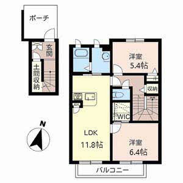 ラポール ｜京都府福知山市土師新町１丁目(賃貸アパート2LDK・2階・65.30㎡)の写真 その2