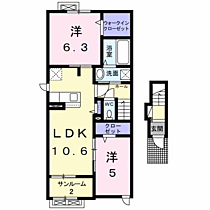 メゾンパーク　枚田岡　Ｂ棟  ｜ 兵庫県朝来市和田山町枚田岡（賃貸アパート2LDK・2階・58.43㎡） その2