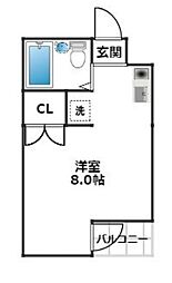 ワンズ・キャッスル ワンルームの間取図画像