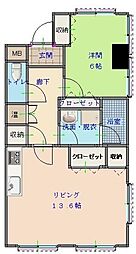 パレ青山 1LDKの間取図画像