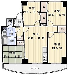 名谷7団地33号棟 4DKの間取図画像