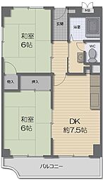 舞子マンション 2DKの間取図画像