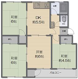 神陵台東住宅46号棟 4DKの間取図画像