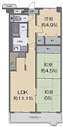明石土山駅前スカイハイツC棟 3LDKの間取図画像