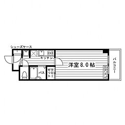 ルラシオン堀之内 1Kの間取図画像