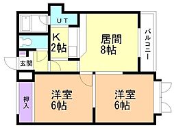 セレブ曙一条通り 2LDKの間取図画像