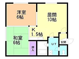 ヤマザキコーポ5・16 2LDKの間取図画像