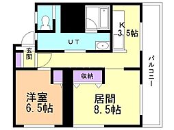 さとうハイツ 1LDKの間取図画像