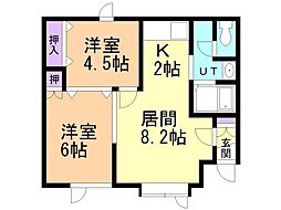 ドゥエリングハウス永山 2LDKの間取図画像