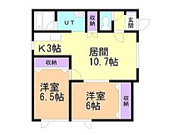 サンノーブル 2LDKの間取図画像