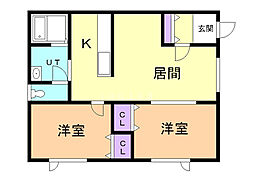 豊岡DR.1-6 2LDKの間取図画像