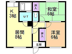 しらかばハイツ 2LDKの間取図画像