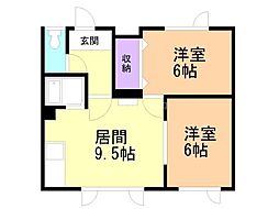 藤コーポラス・A 2LDKの間取図画像