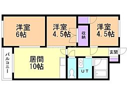 カムイ24A 3DKの間取図画像