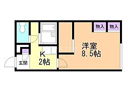 レオパレスソレイユB 1Kの間取図画像