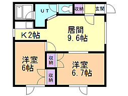 スティエクセリア東光 2LDKの間取図画像