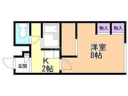 レオパレス大町 1Kの間取図画像
