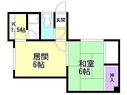 エルム豊岡 1DKの間取図画像
