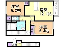 クレメント 2LDKの間取図画像