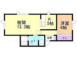 Mi-casa 1LDKの間取図画像