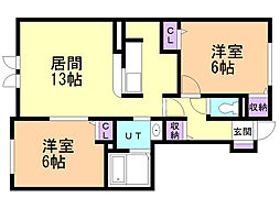 ホワイトスクエア 2LDKの間取図画像