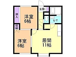 レジデンス深川A 2LDKの間取図画像