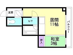 ロータリービル8・7 1LDKの間取図画像