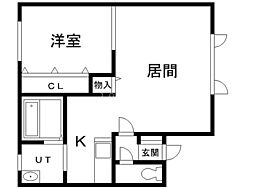 マンションB.Blood3 1LDKの間取図画像