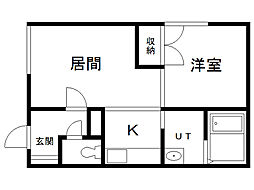 サン・モリッツ南 1DKの間取図画像