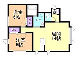 ハピネス2.5 2LDKの間取図画像