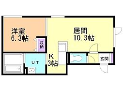 ルラーシエ永山 1LDKの間取図画像
