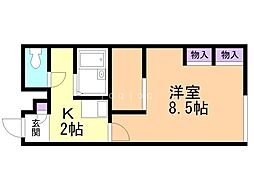 レオパレスM 1Kの間取図画像