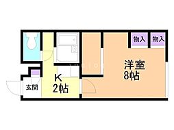 レオパレスアンバー 1Kの間取図画像