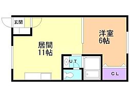 コーポすずらん 1LDKの間取図画像