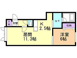 Box.南・C 1LDKの間取図画像