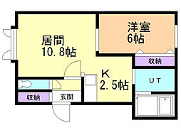 メゾンドユウキ3A 1LDKの間取図画像