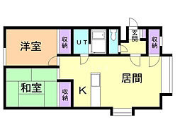 おんだハイツキュート823 2LDKの間取図画像