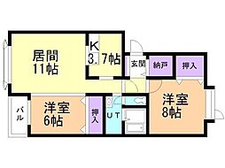 パルフェ2 2LDKの間取図画像