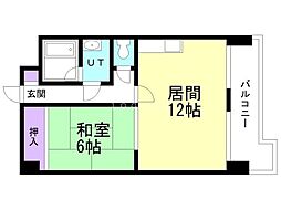 ダイアナ常盤ヒルズ 1LDKの間取図画像