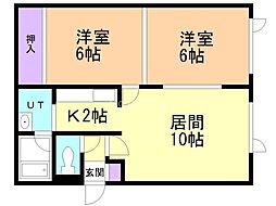 M・Kマンション 2LDKの間取図画像