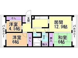チュリス曙 3LDKの間取図画像