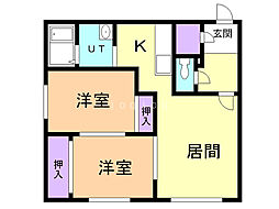 DOME北門 2LDKの間取図画像